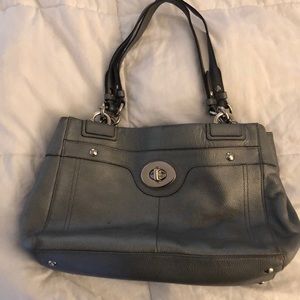 Silver Leather Coach Bag
